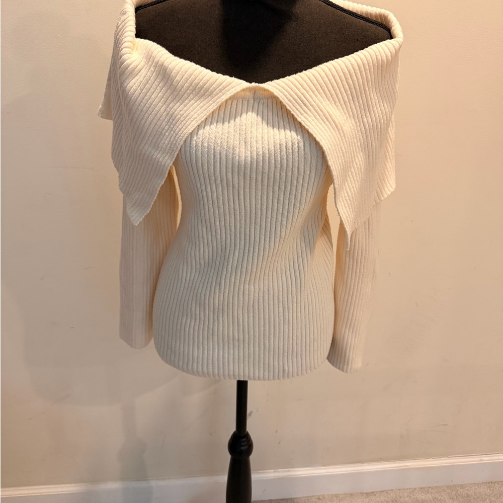 Eloquii Cream Off-Shoulder Sweater